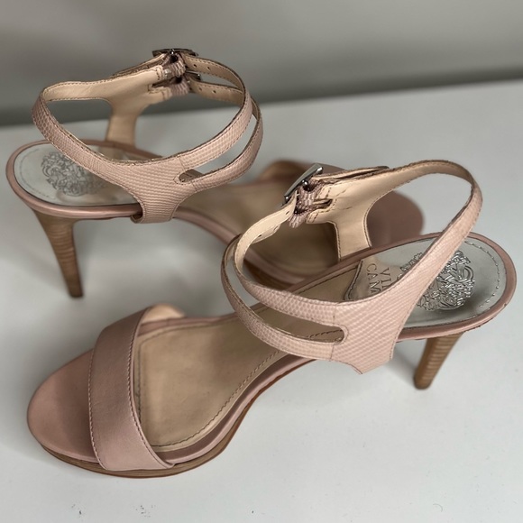 Vince Camuto Renalla Platform Heels Sandals Beige Leather Ankle Strap Si… - Picture 4 of 5